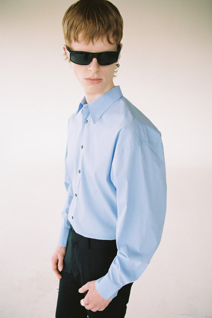 Light Blue Pinstripe Trapezium Shirt