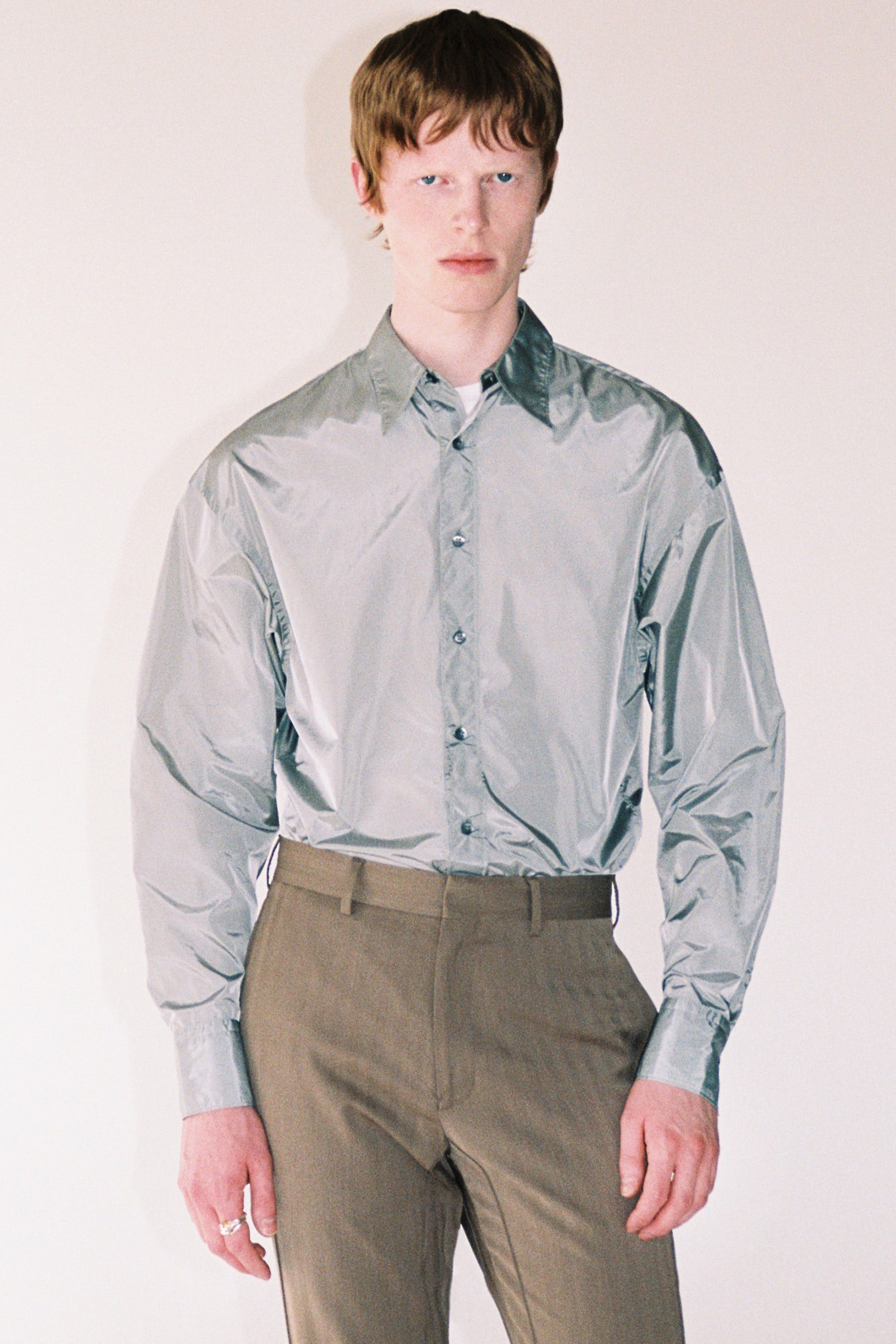Grey Nylon Trapezium Shirt