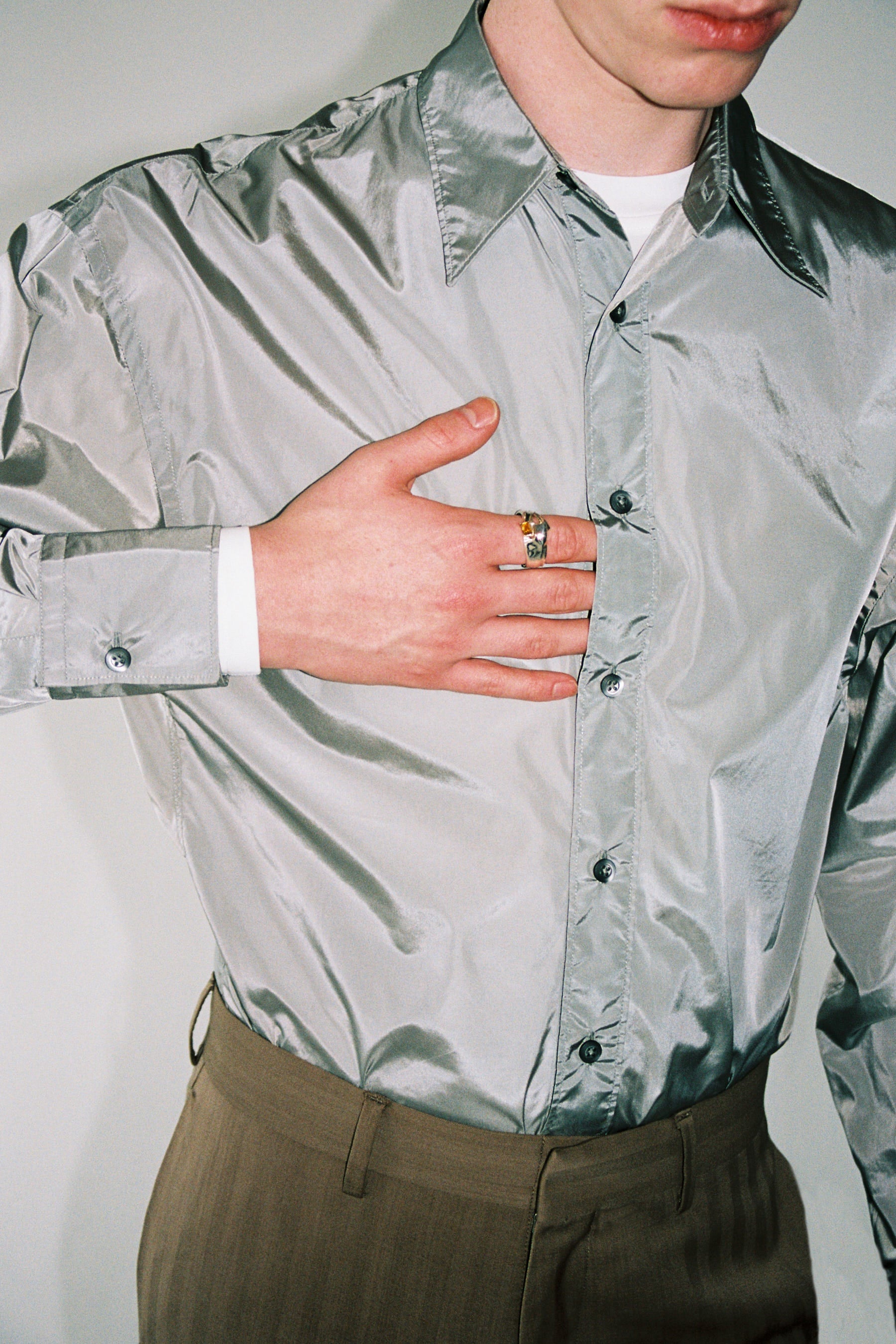 Grey Nylon Trapezium Shirt