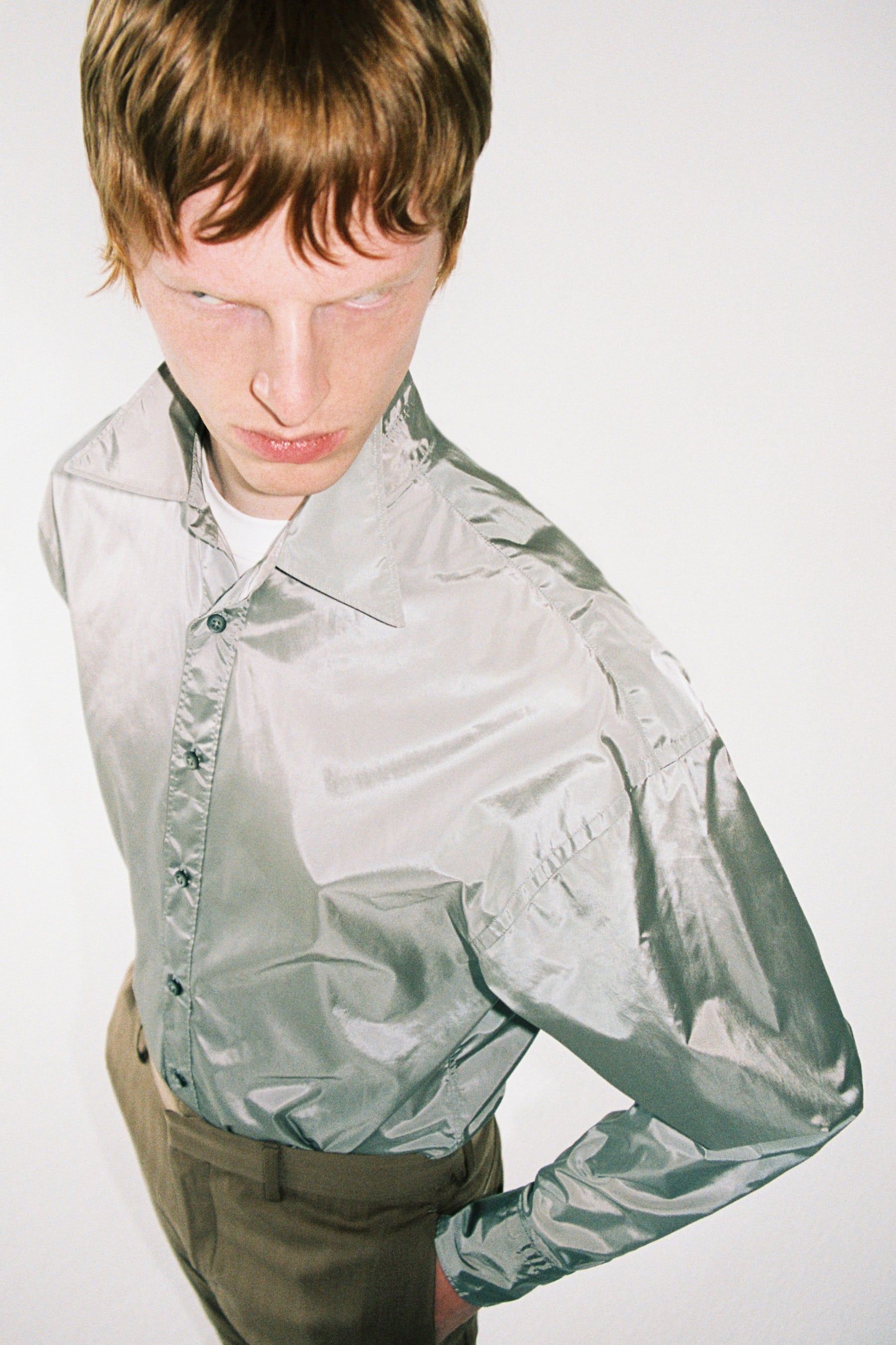 Grey Nylon Trapezium Shirt