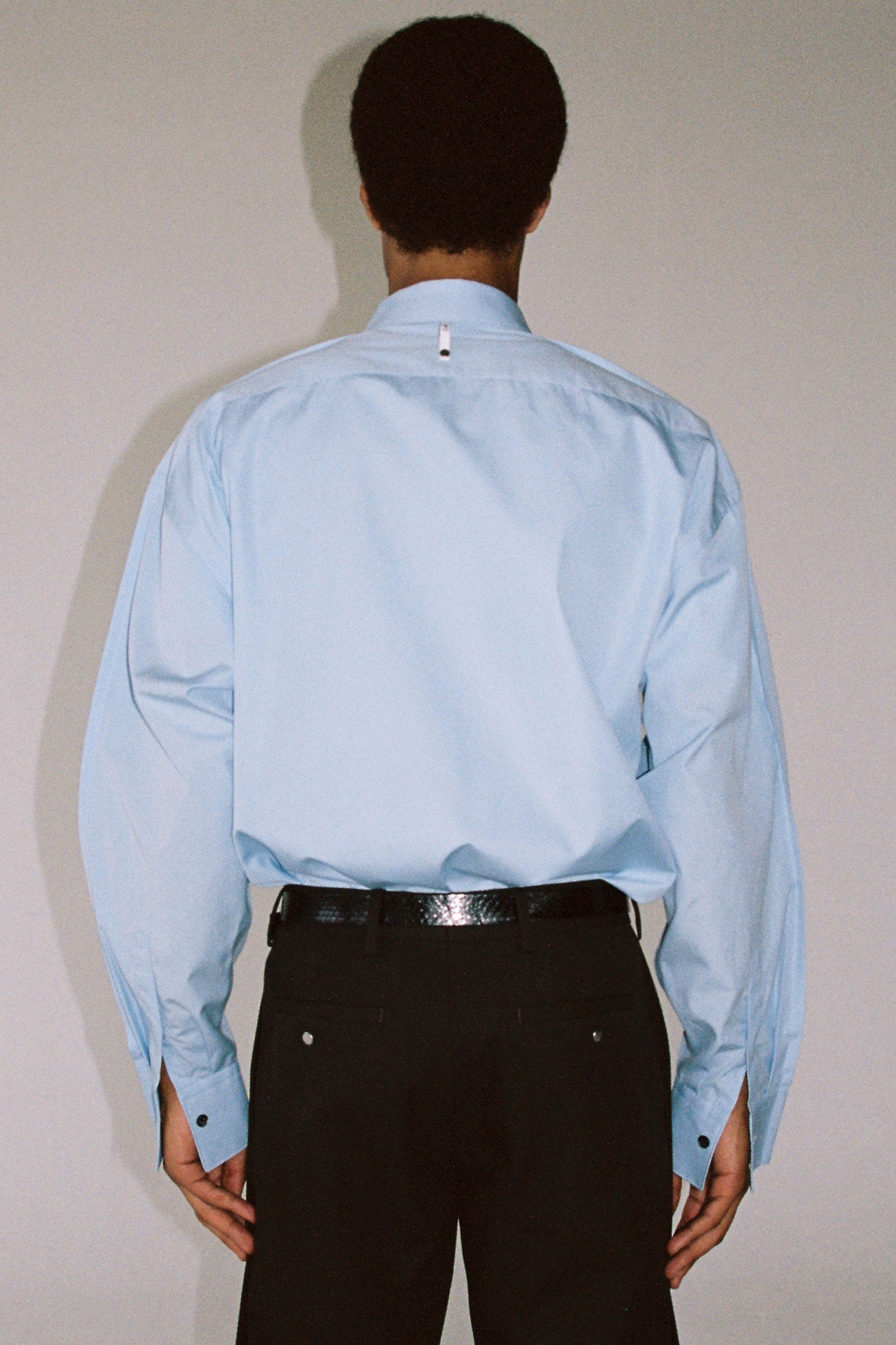 Light Blue Cotton Bold Trapezium XY-plane Shirt