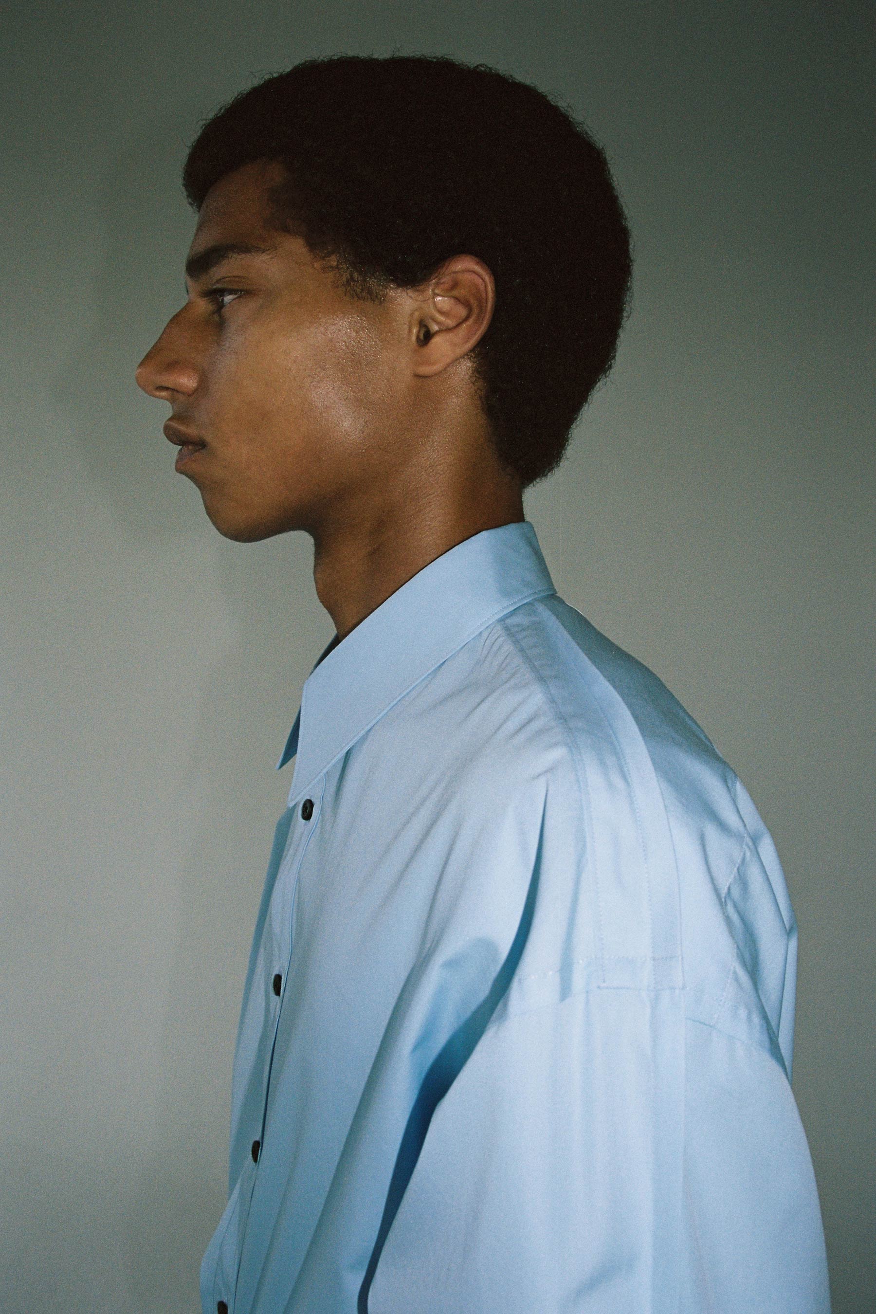 Light Blue Cotton Bold Trapezium XY-plane Shirt