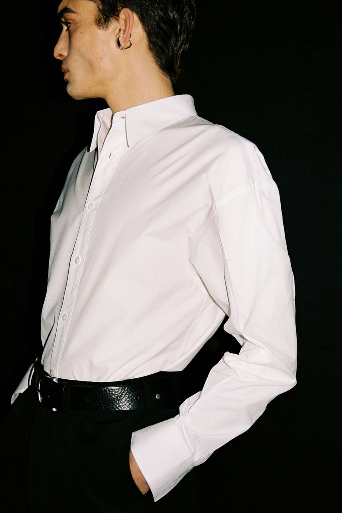 White Cotton Trapezium YZ-plane Shirt