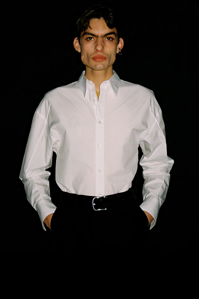 White Cotton Trapezium YZ-plane Shirt