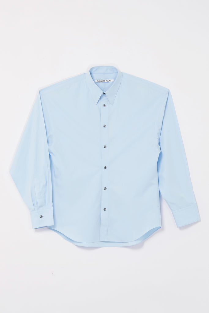 Light Blue Cotton Bold Trapezium XY-plane Shirt