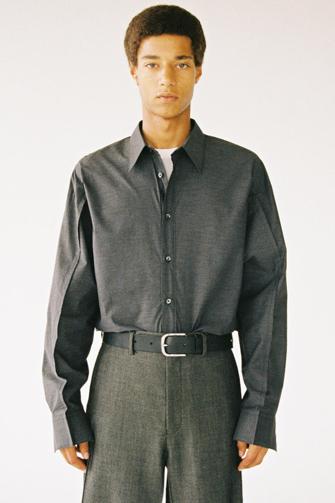 Dark Grey Cotton Bold Trapezium YZ-plane Shirt