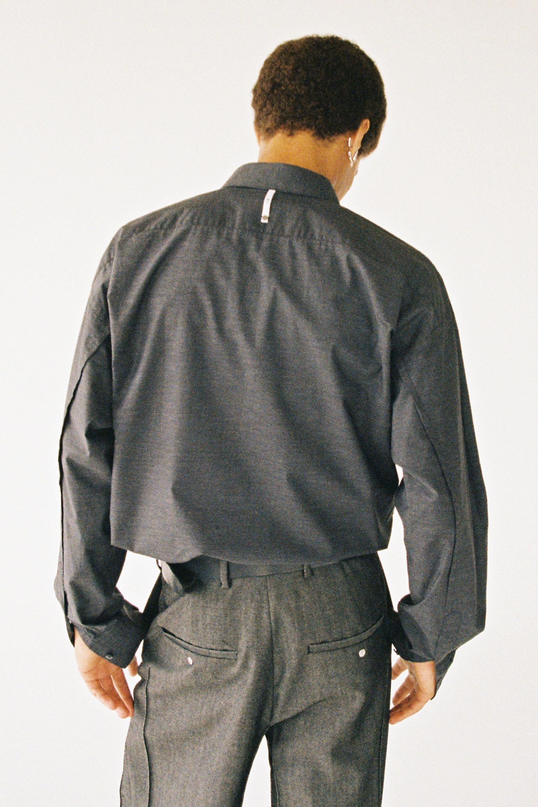Dark Grey Cotton Bold Trapezium YZ-plane Shirt