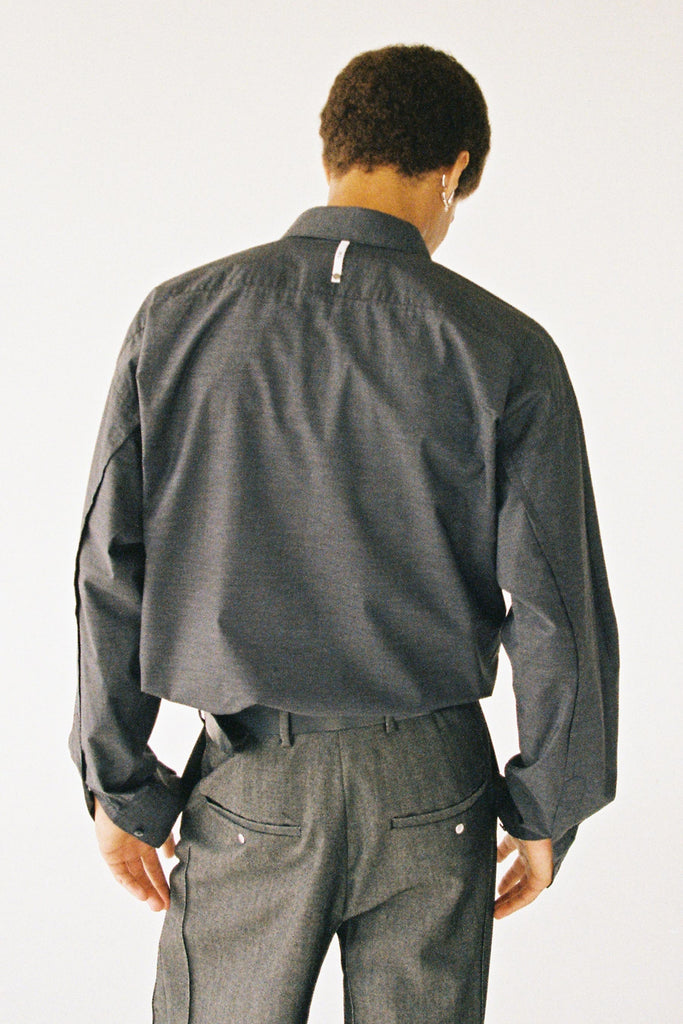 Dark Grey Cotton Bold Trapezium YZ-plane Shirt