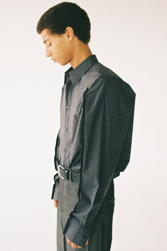 Dark Grey Cotton Bold Trapezium YZ-plane Shirt