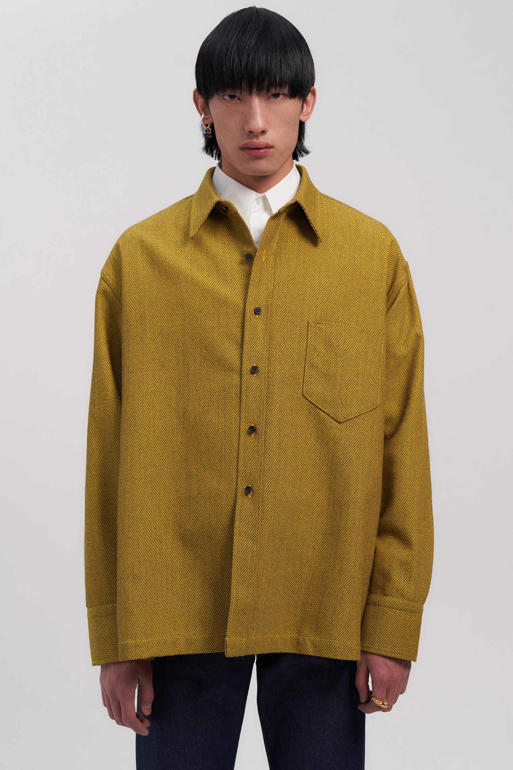 Yellow Woollen Square Overshirt