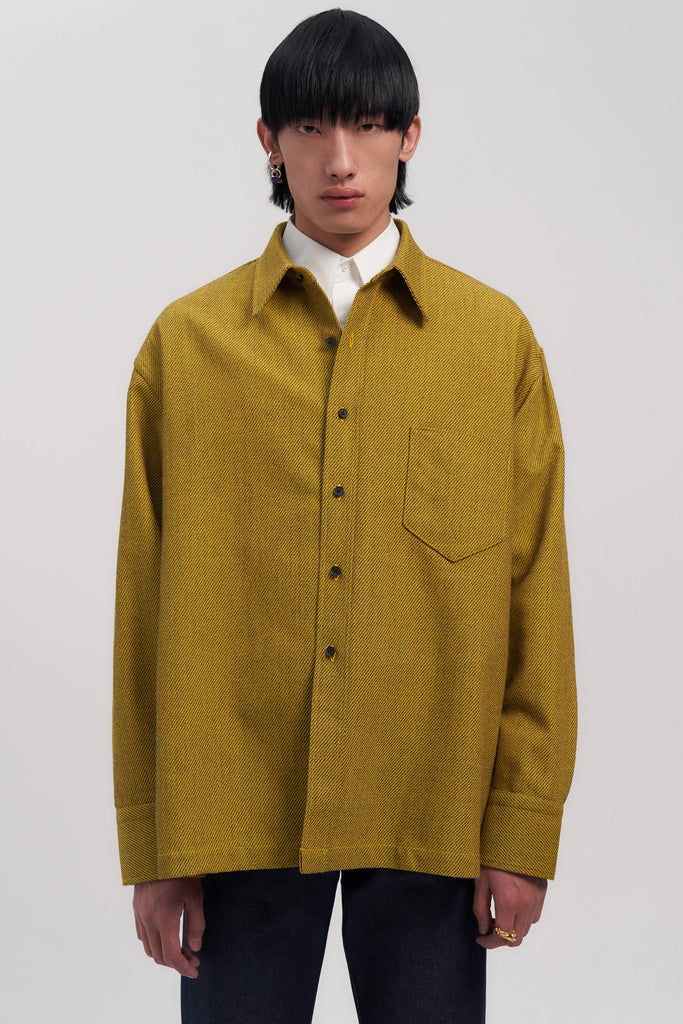 Yellow Woollen Square Overshirt