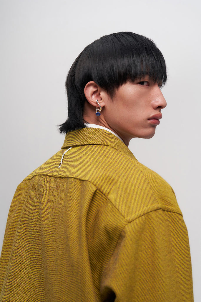 Yellow Woollen Square Overshirt