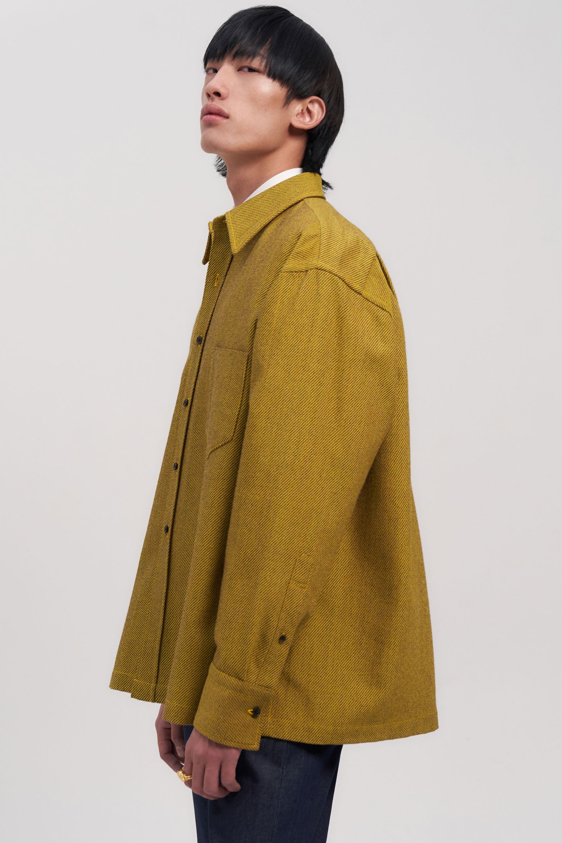 Yellow Woollen Square Overshirt