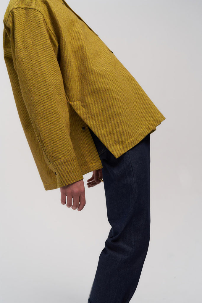 Yellow Woollen Square Overshirt