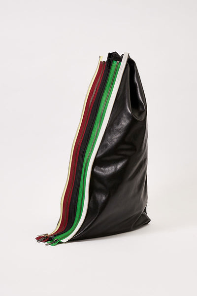 Black Nappa Triangle Zip Tote Bag