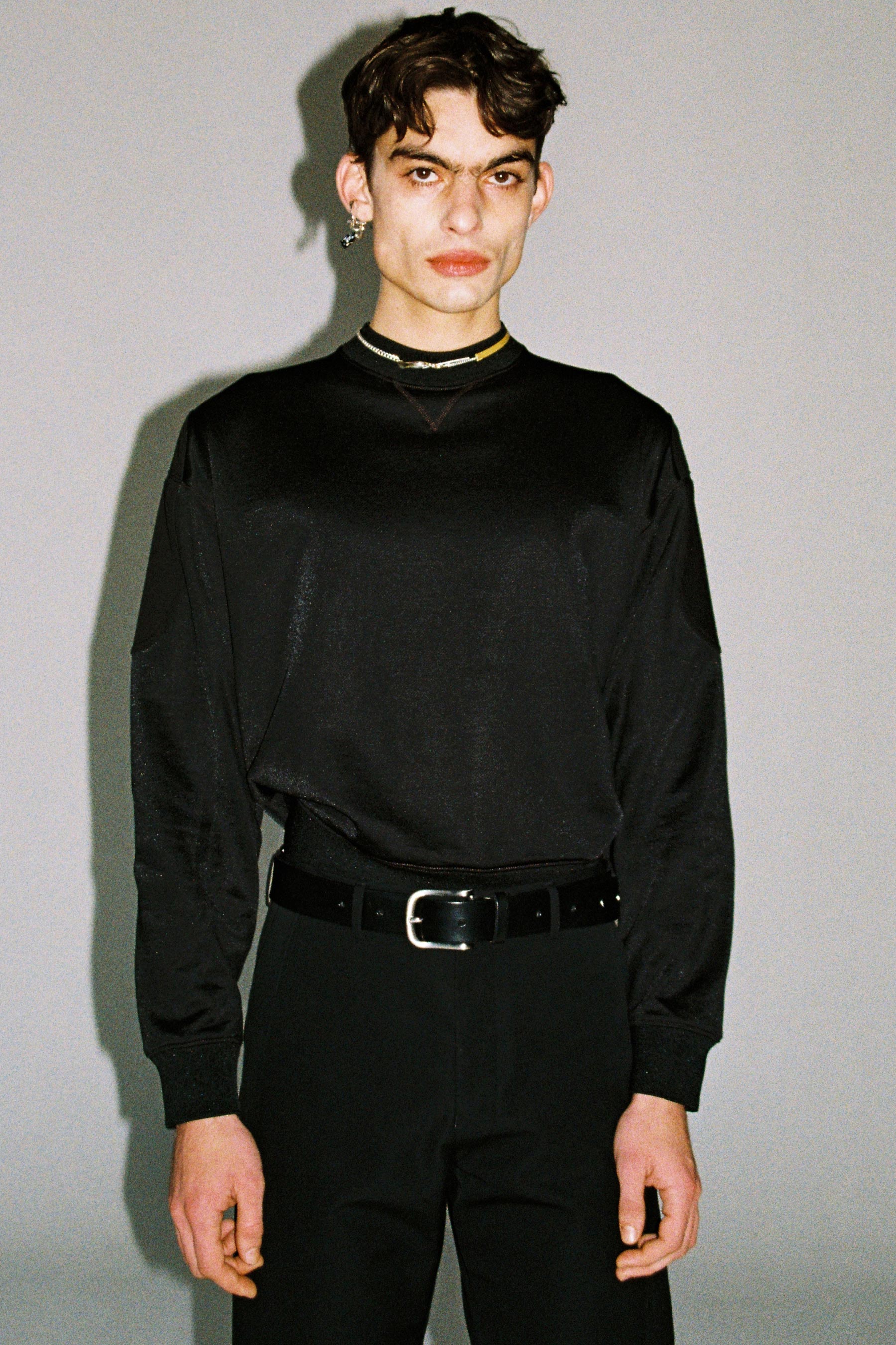 Black Polyester Cotton Strong Arm Padded Sweatshirt