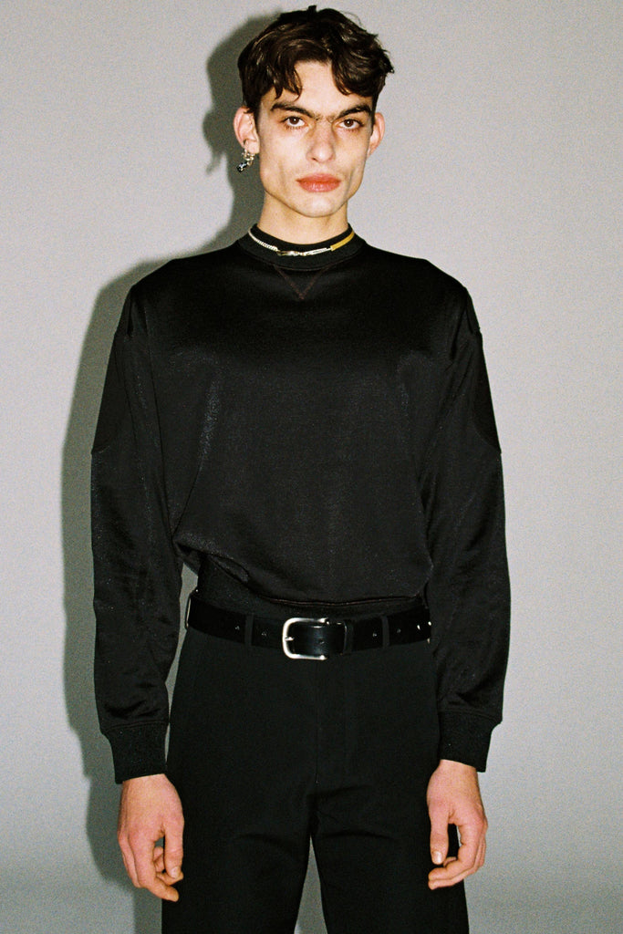 Black Polyester Cotton Strong Arm Padded Sweatshirt