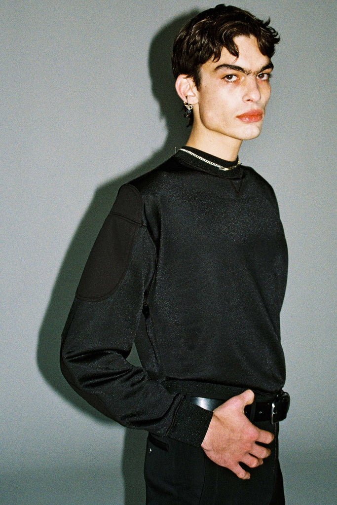 Black Polyester Cotton Strong Arm Padded Sweatshirt