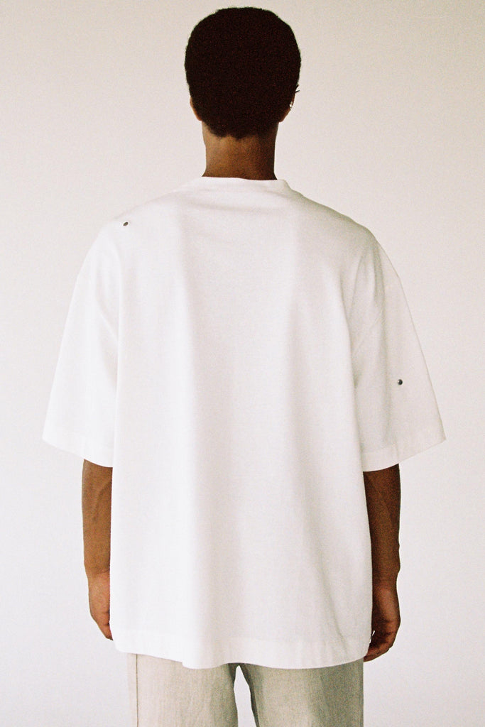 White Cotton Square Rotated T-Shirt