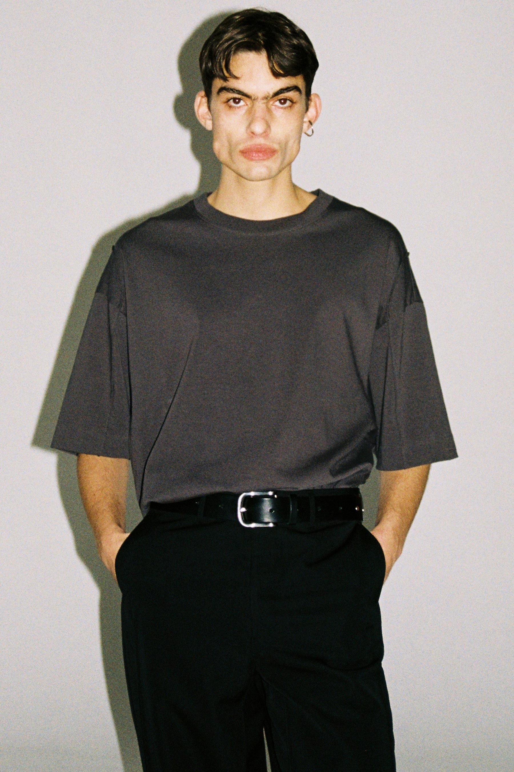 Dark Grey Cotton Square YZ-plane T-Shirt