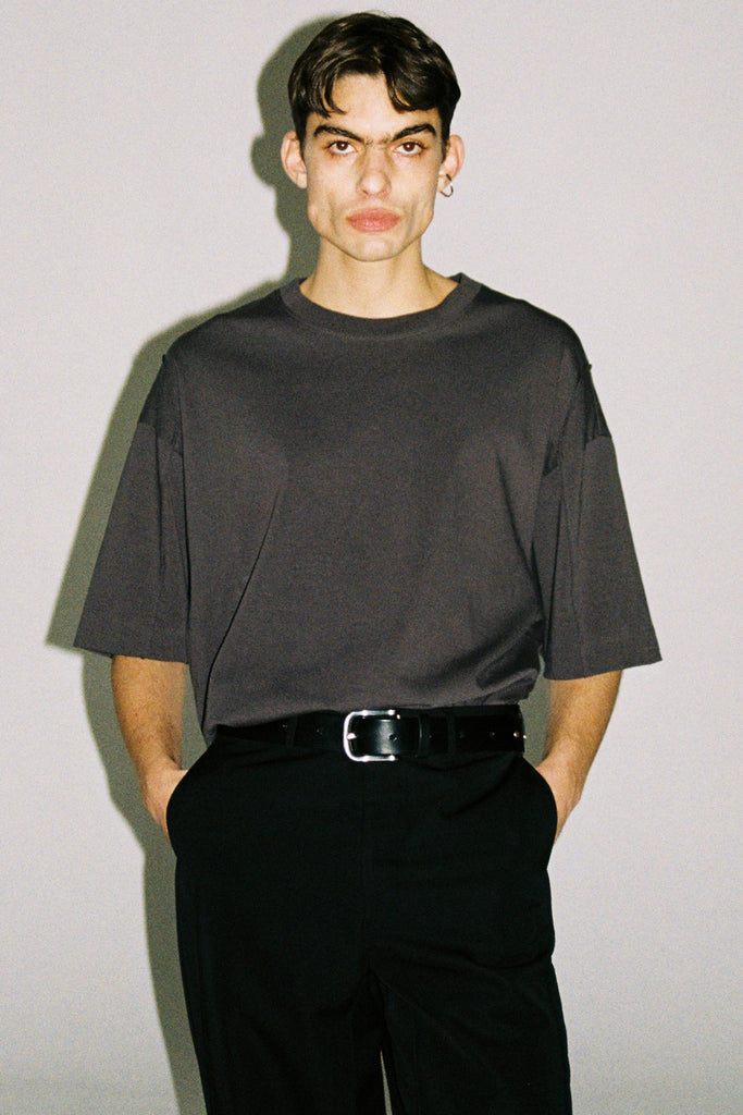 Dark Grey Cotton Square YZ-plane T-Shirt
