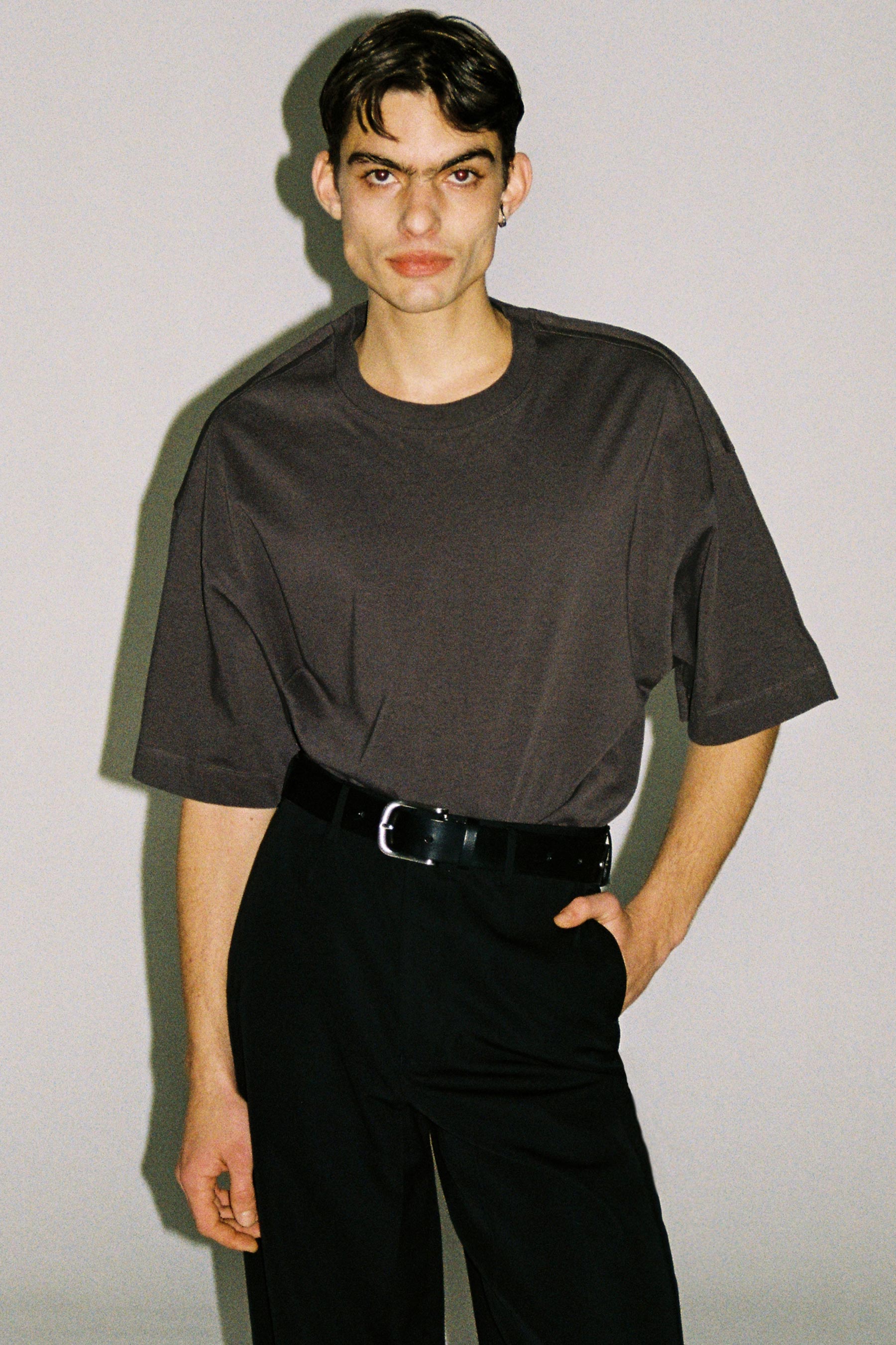Dark Grey Cotton Square XY-plane T-Shirt
