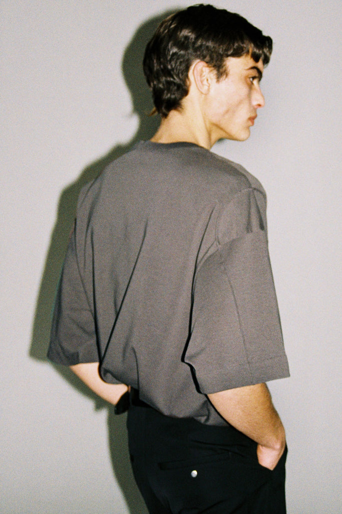 Dark Grey Cotton Square YZ-plane T-Shirt