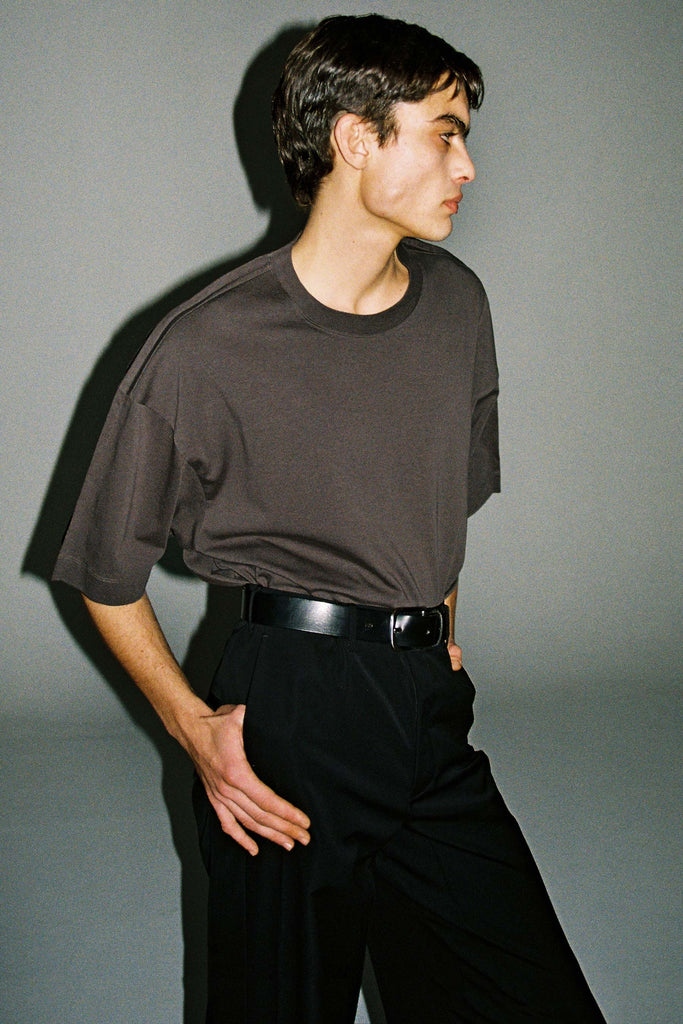 Dark Grey Cotton Square XY-plane T-Shirt