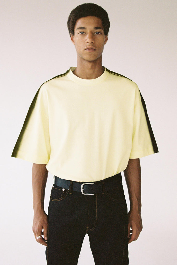 Yellow Cotton Spray Printed Square XY-plane T-Shirt