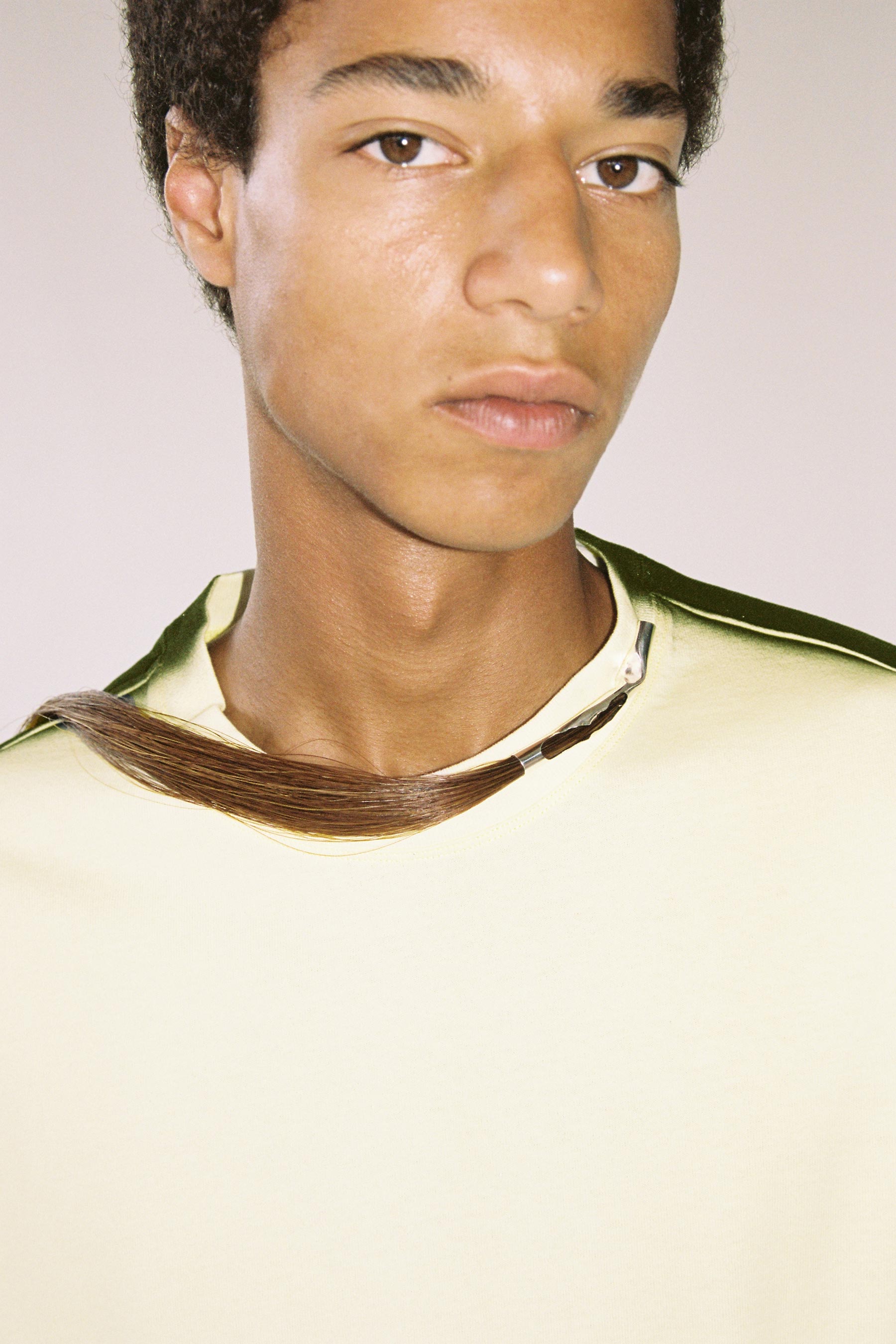 Yellow Cotton Spray Printed Square XY-plane T-Shirt