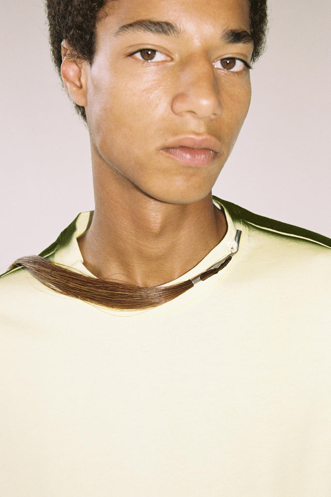 Yellow Cotton Spray Printed Square XY-plane T-Shirt