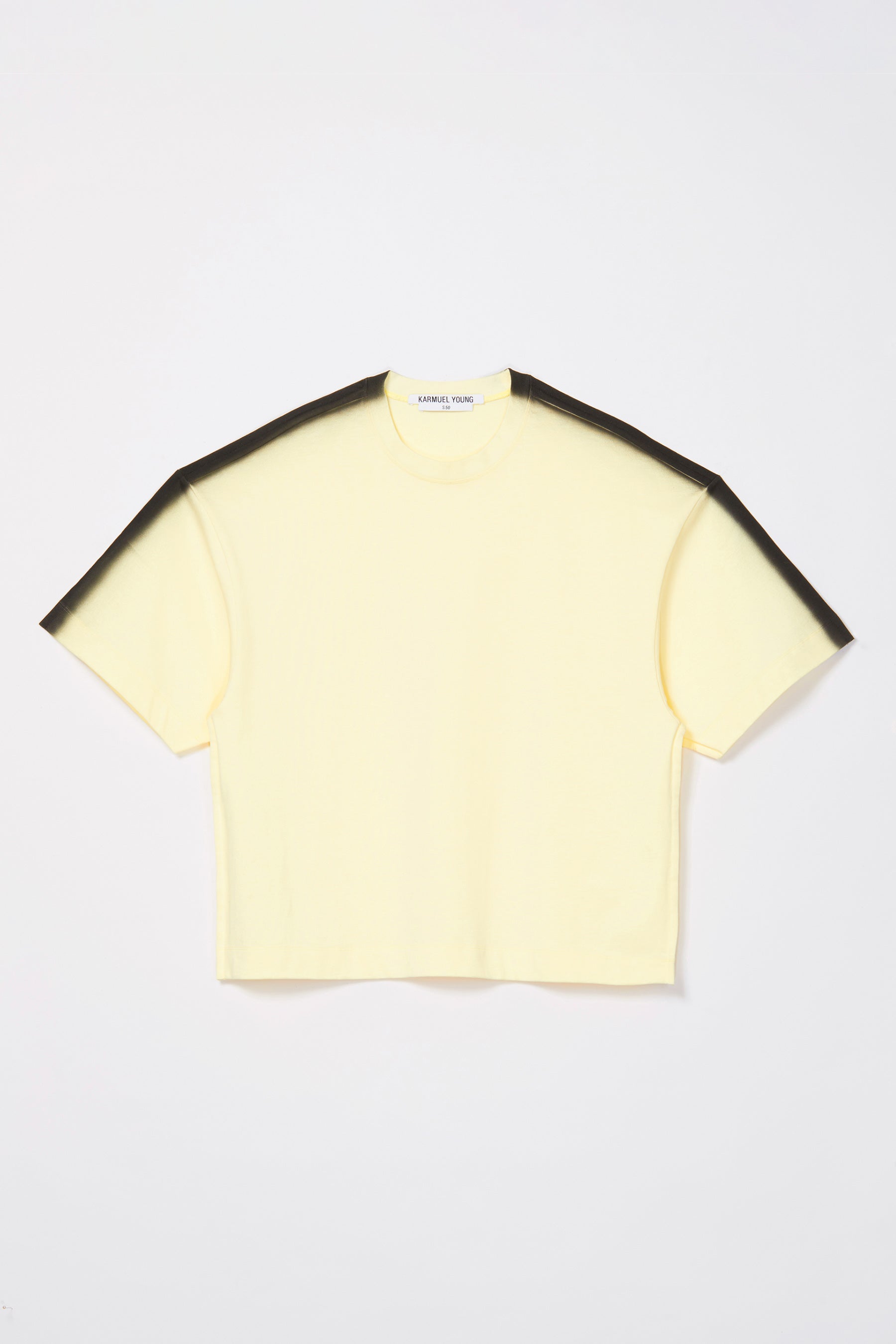 Yellow Cotton Spray Printed Square XY-plane T-Shirt