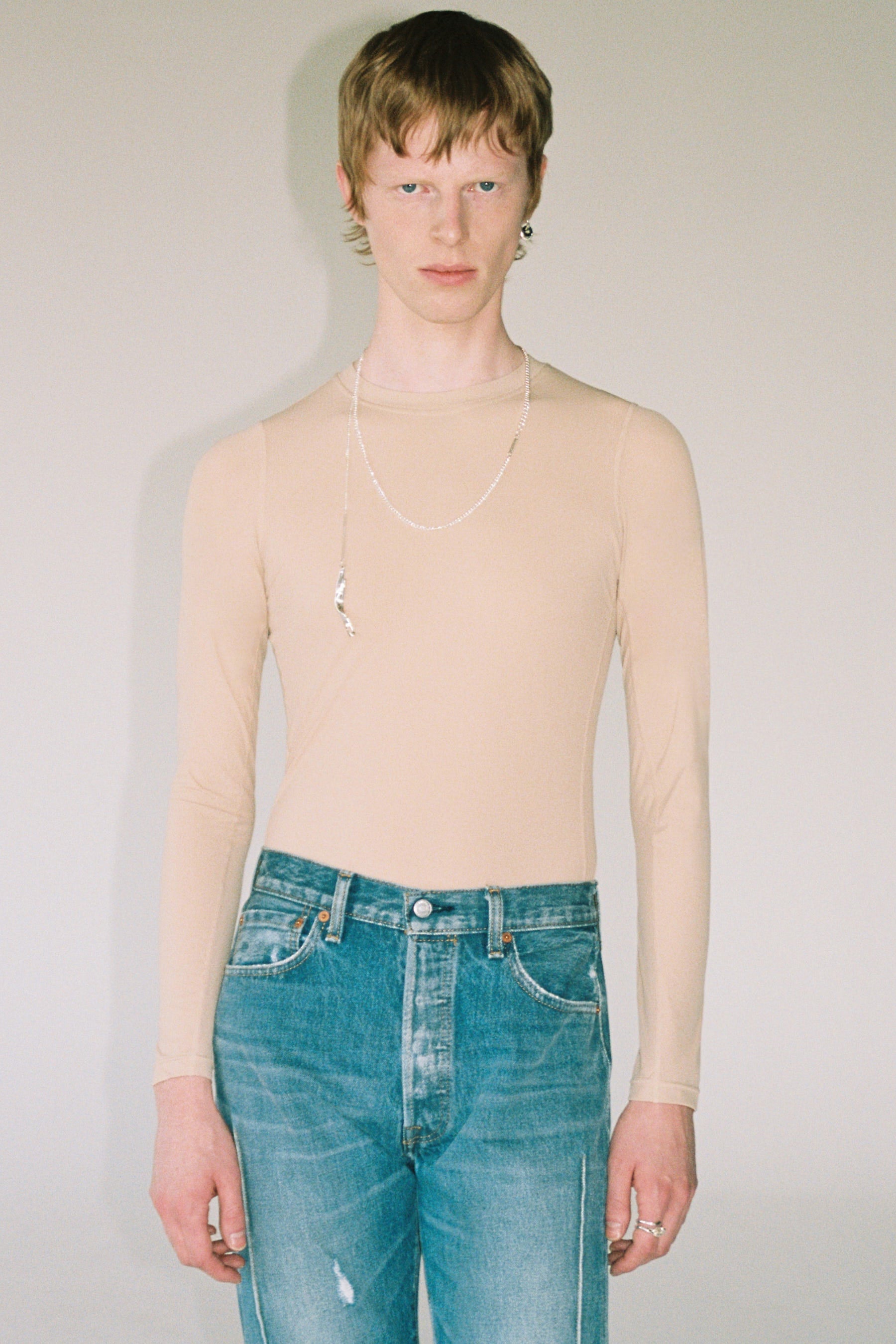 Beige Second Skin Long Sleeved Body Tight