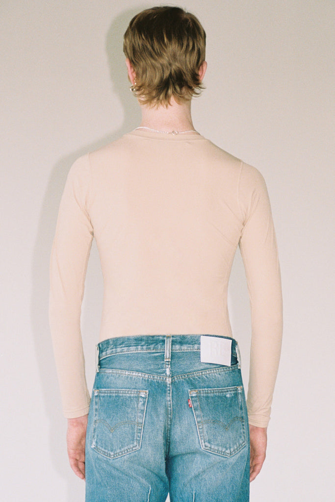 Beige Second Skin Long Sleeved Body Tight