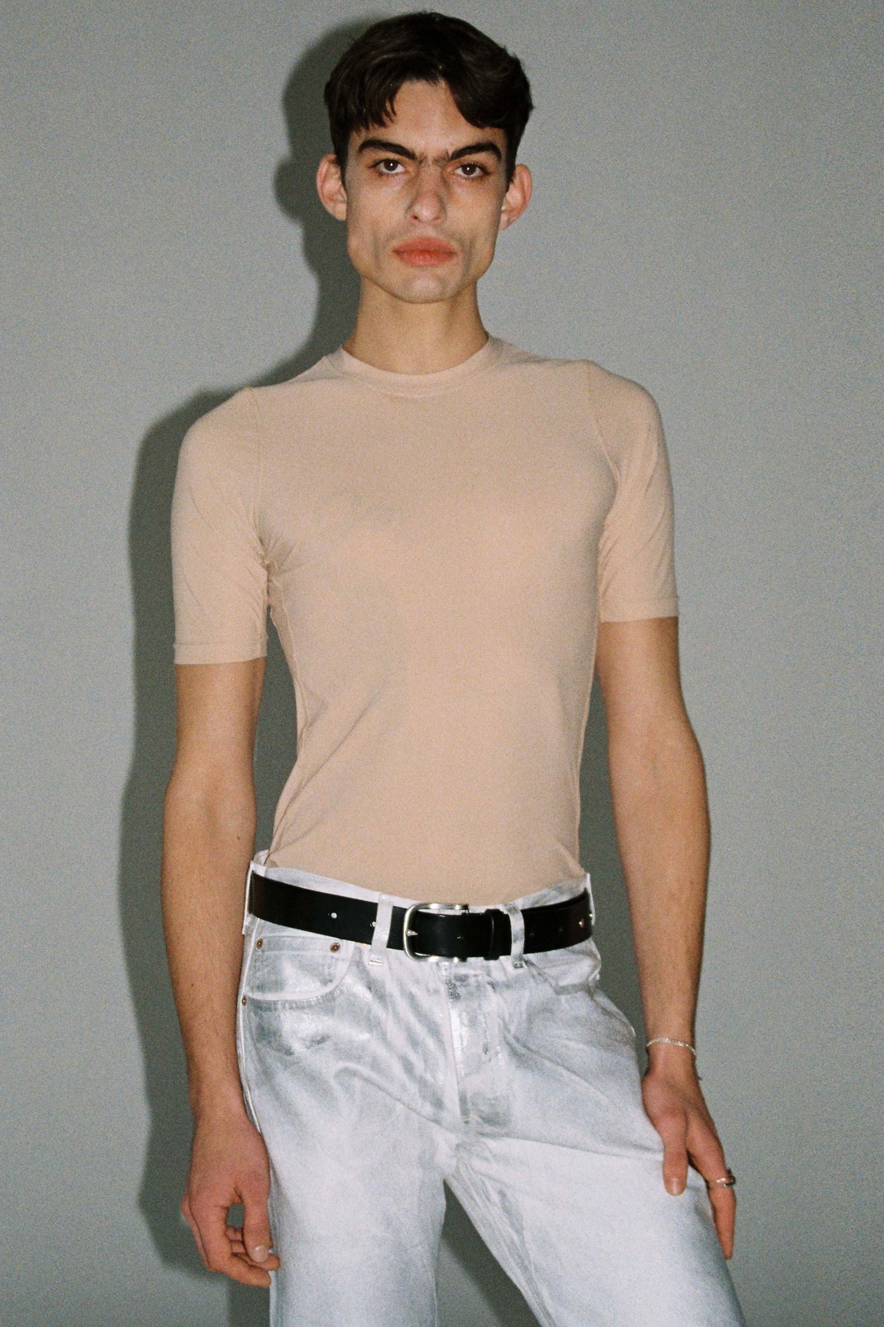 Beige Second Skin Short Sleeve Body Tight