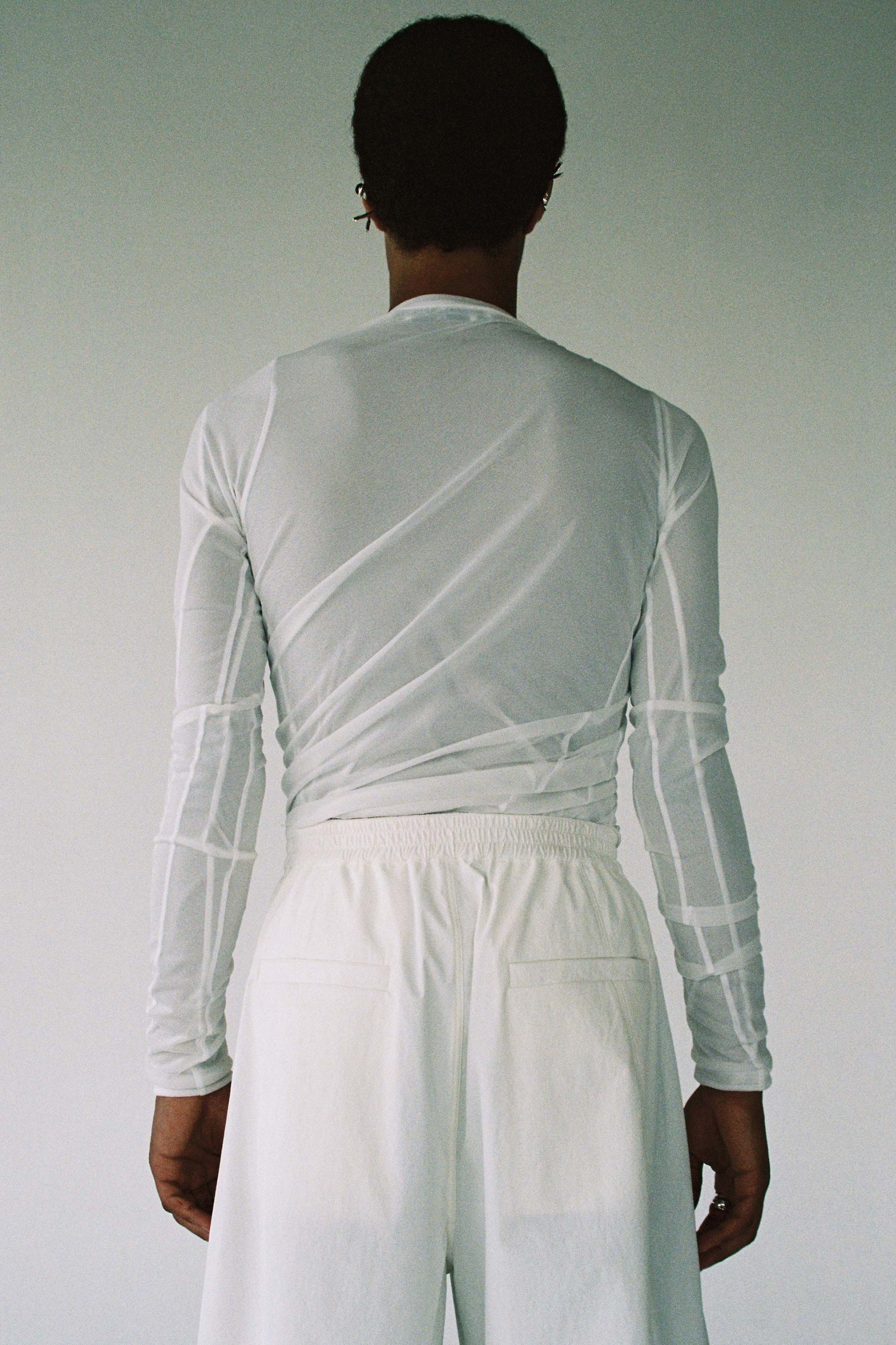 White Double Second Skin Twisted Long Sleeved Body Tight
