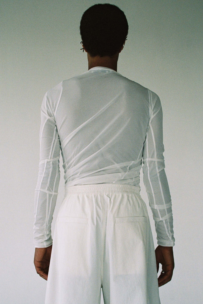 White Double Second Skin Twisted Long Sleeved Body Tight