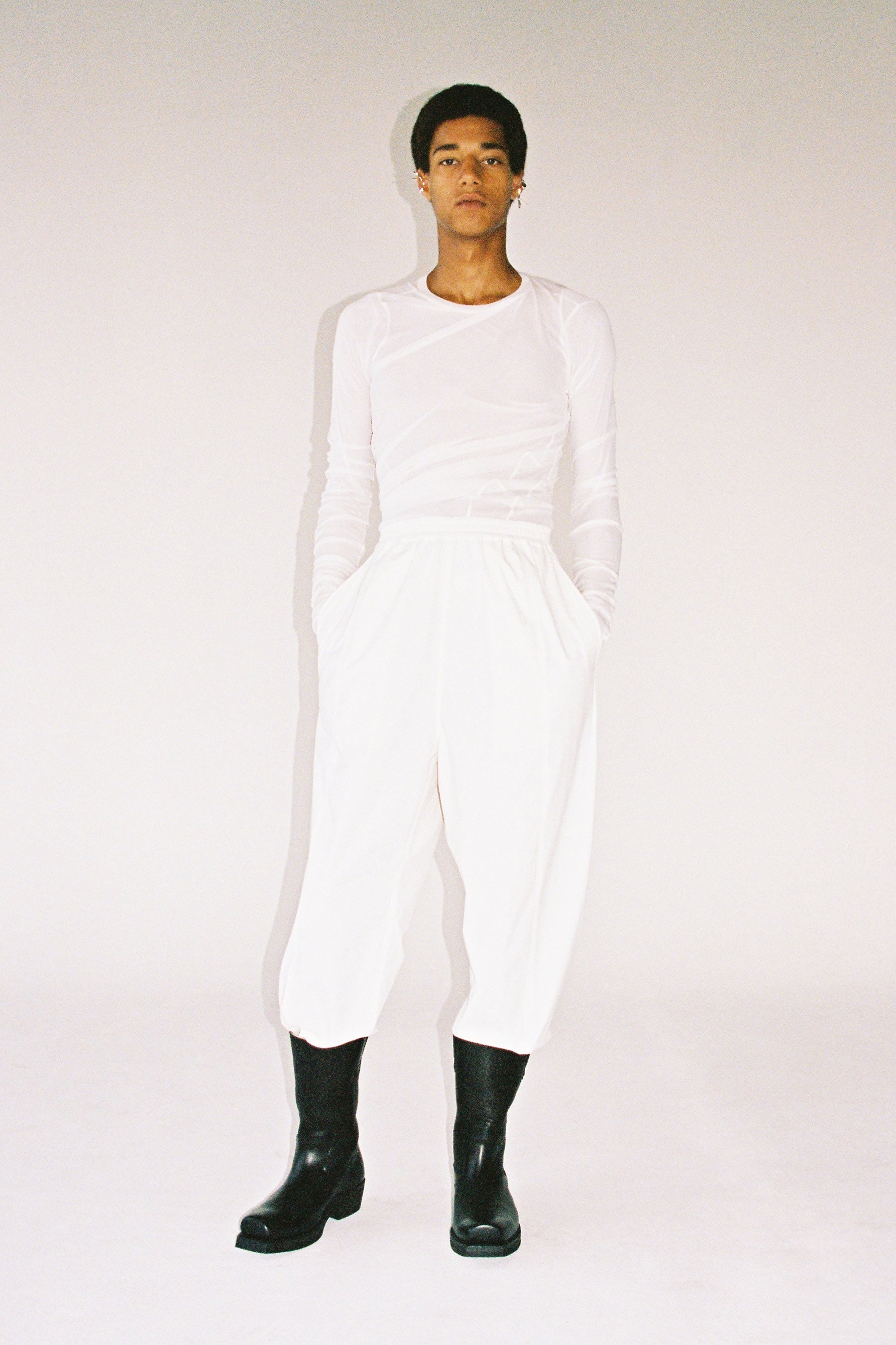White Double Second Skin Twisted Long Sleeved Body Tight