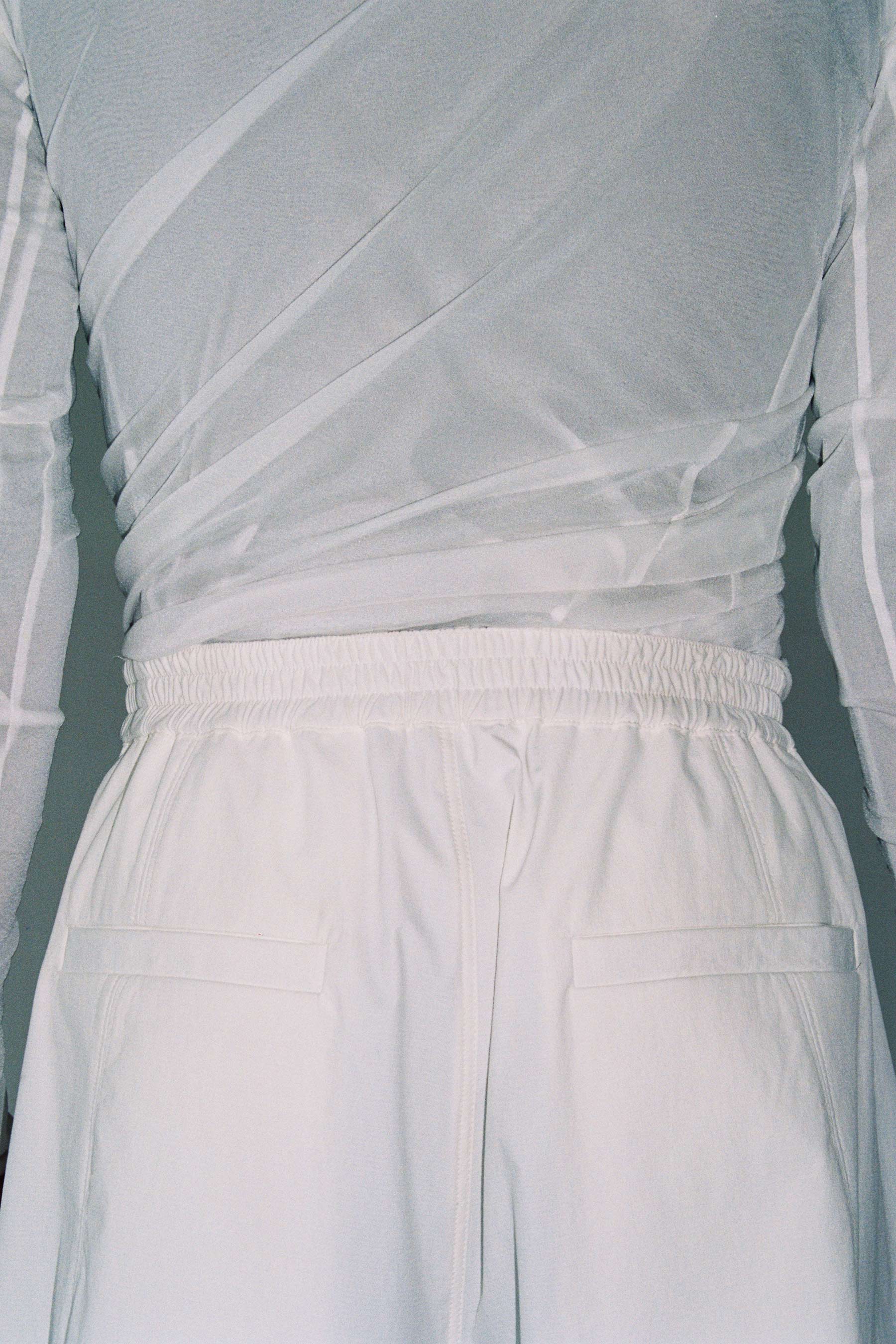 White Double Second Skin Twisted Long Sleeved Body Tight