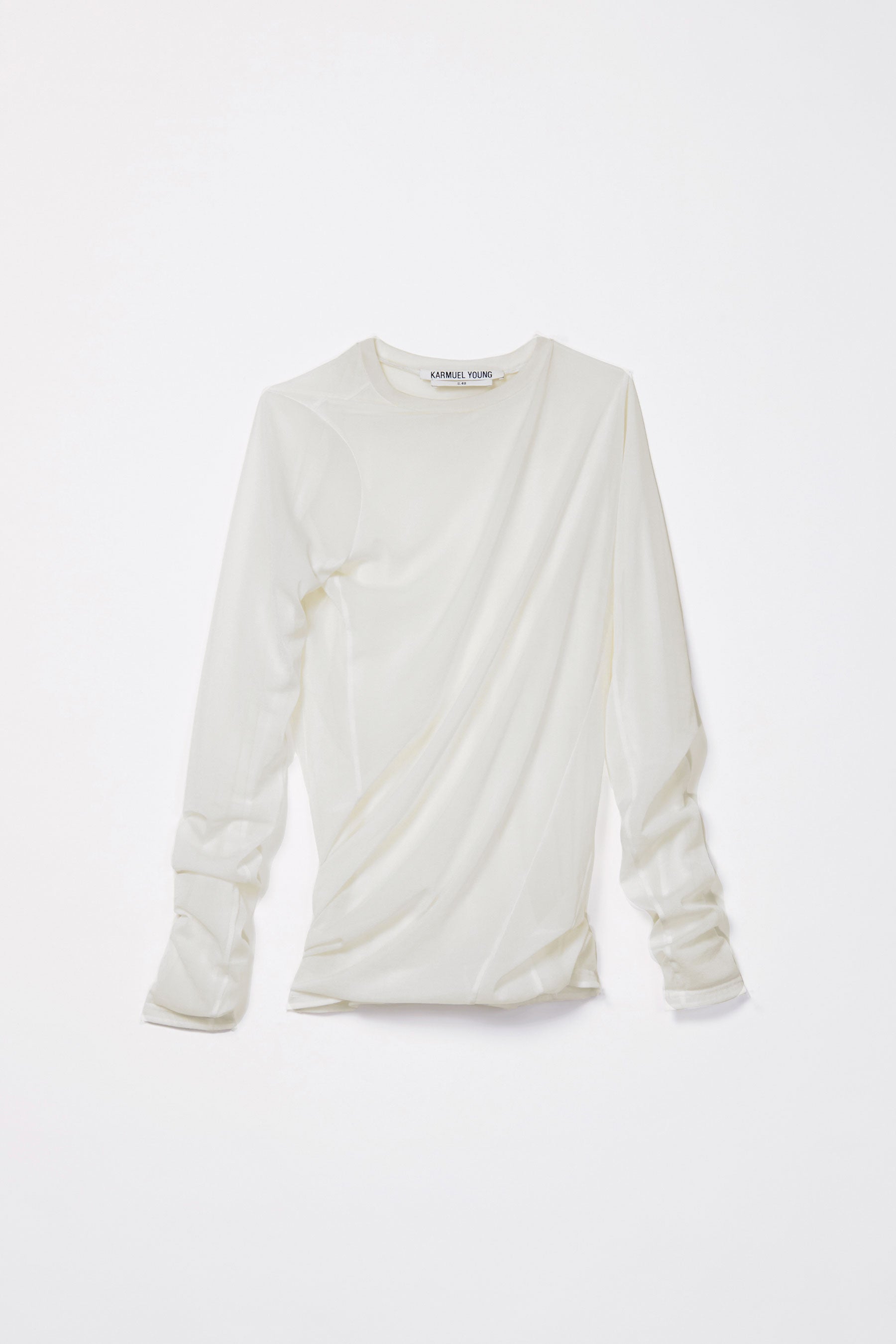 White Double Second Skin Twisted Long Sleeved Body Tight