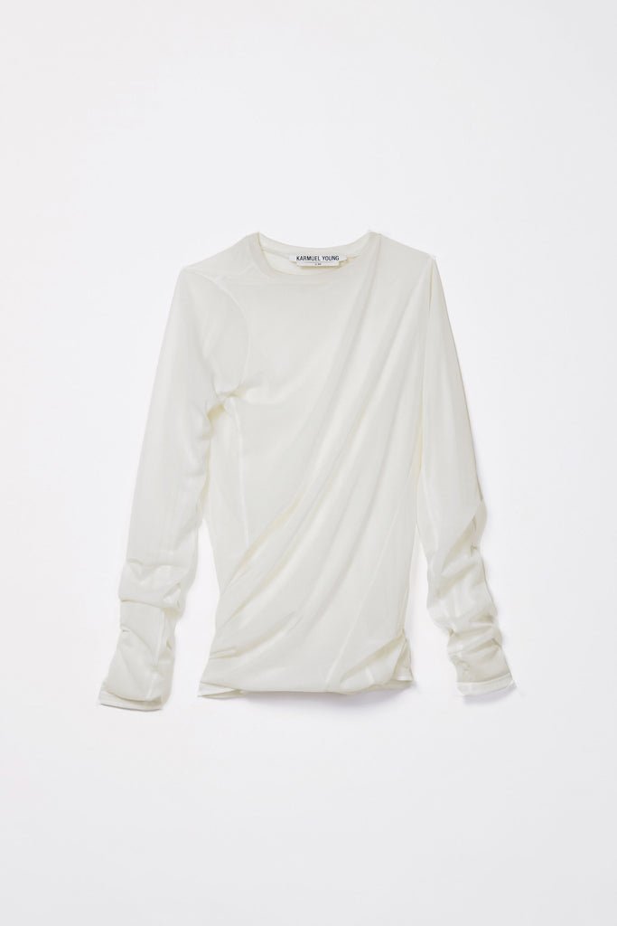 White Double Second Skin Twisted Long Sleeved Body Tight