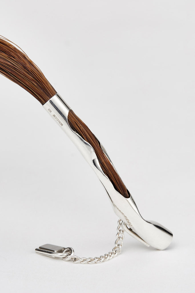 Silver Tube with Brown Horse Tail Hair