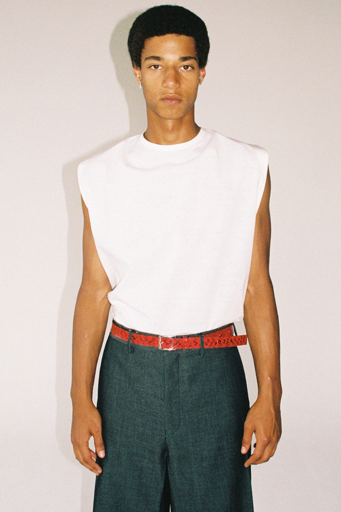 White Cotton Polyester Square Tank Tops with Adjustable Neckline