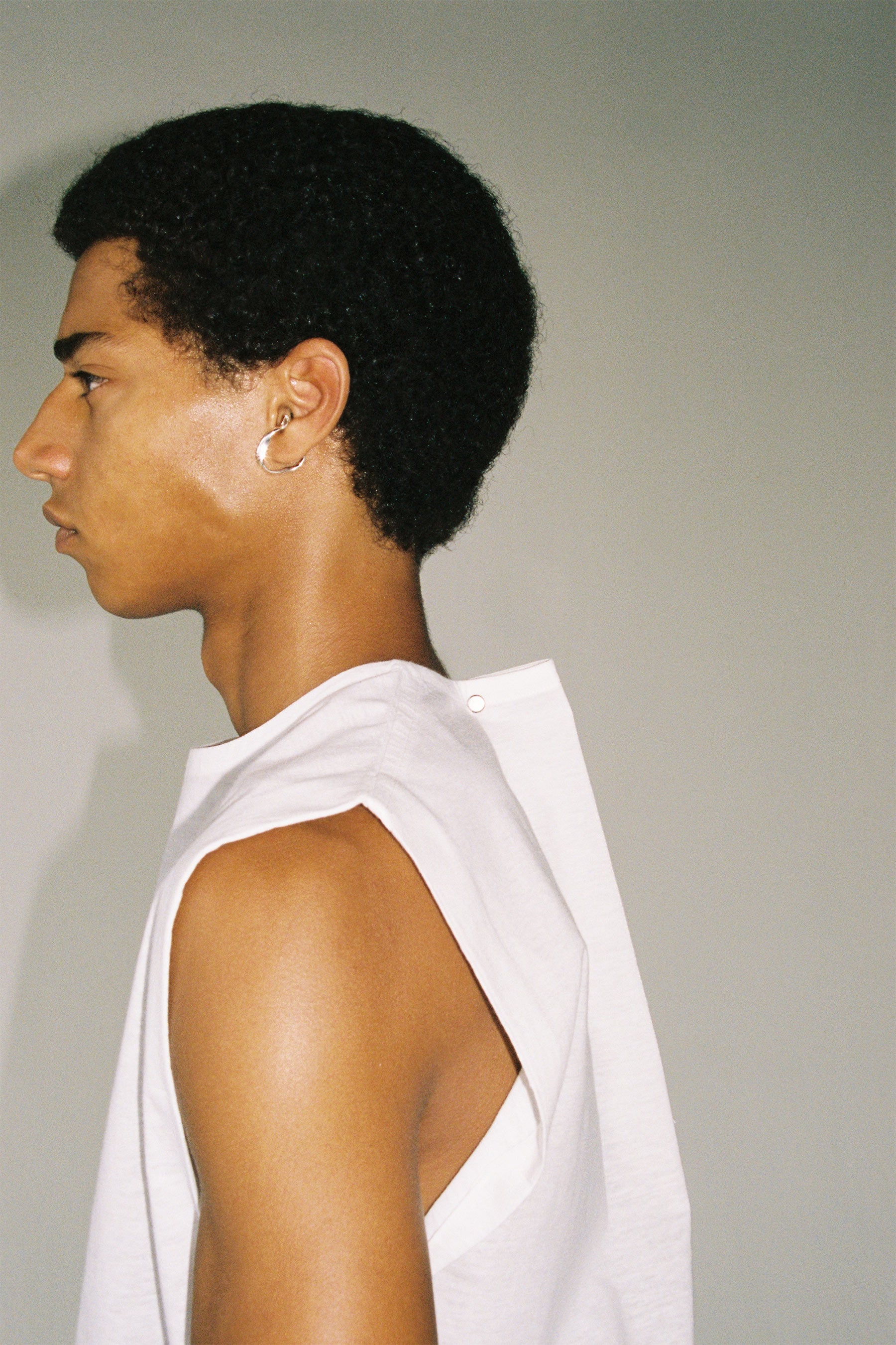 White Cotton Polyester Square Tank Tops with Adjustable Neckline