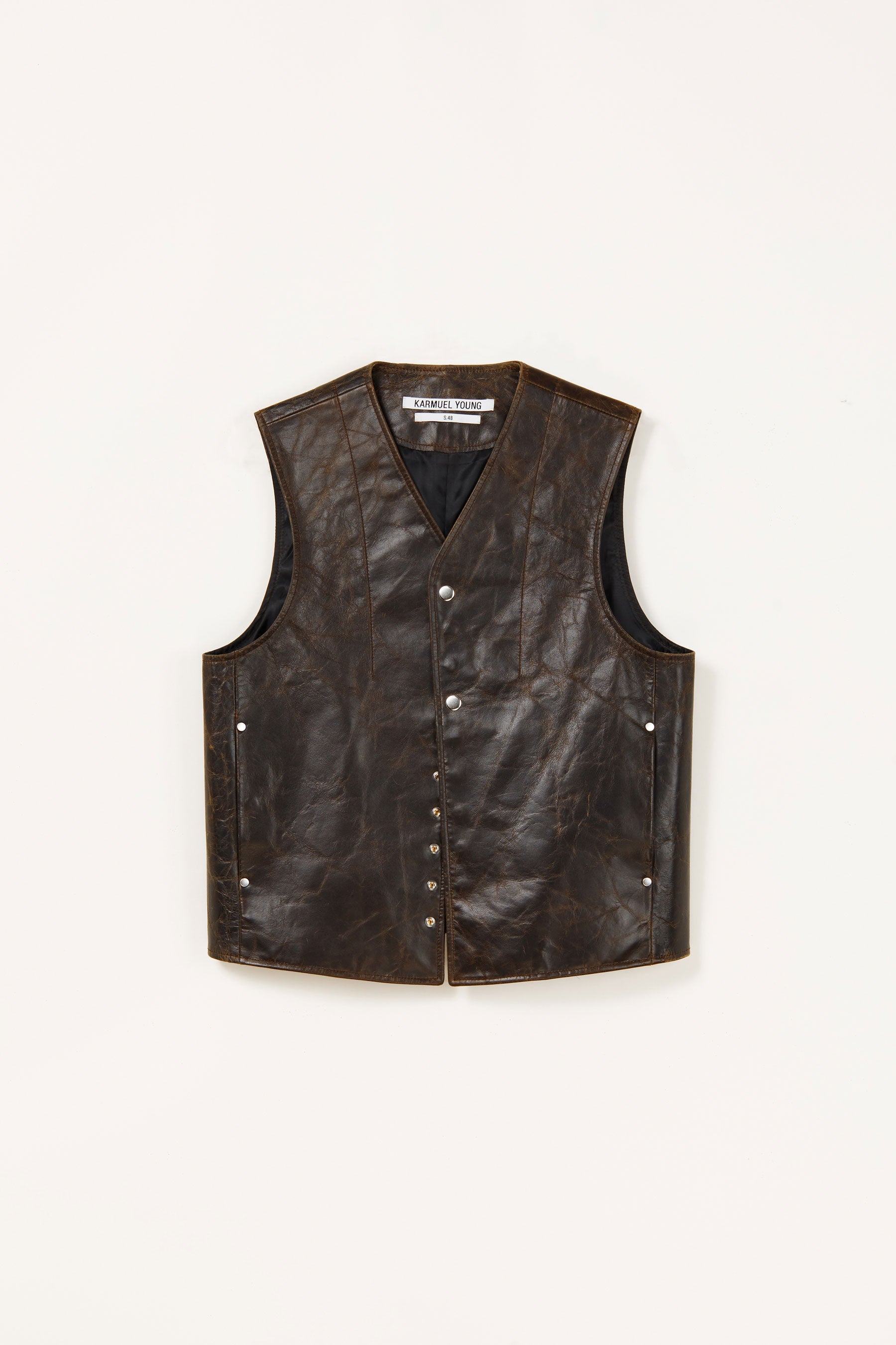Brown Oil Rustic Finish Goat Leather Vest