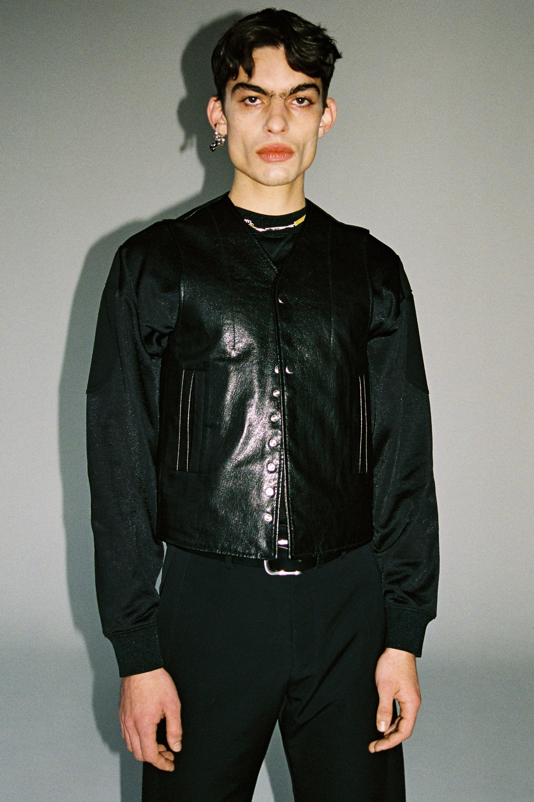 Black Goat Leather 2-way Pocket Vest