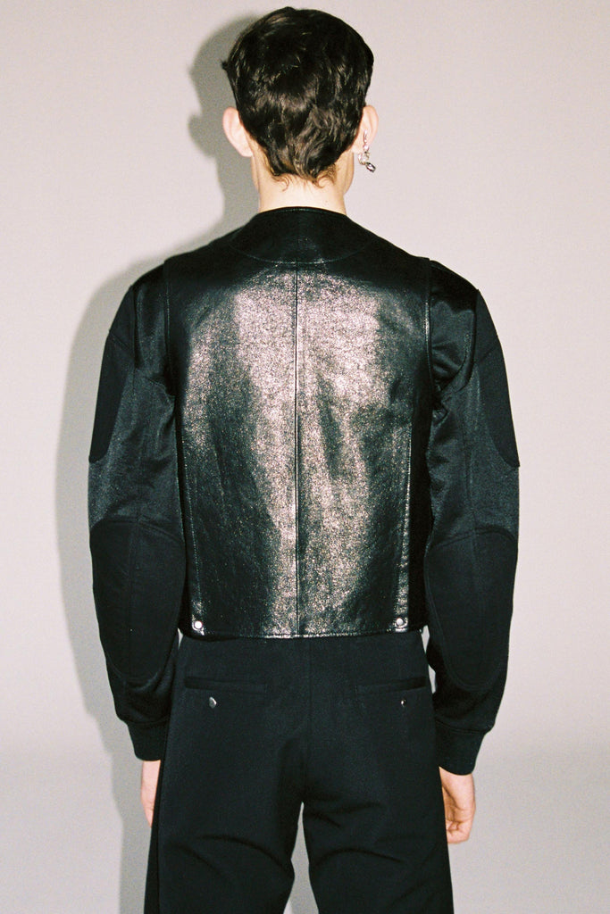 Black Goat Leather 2-way Pocket Vest