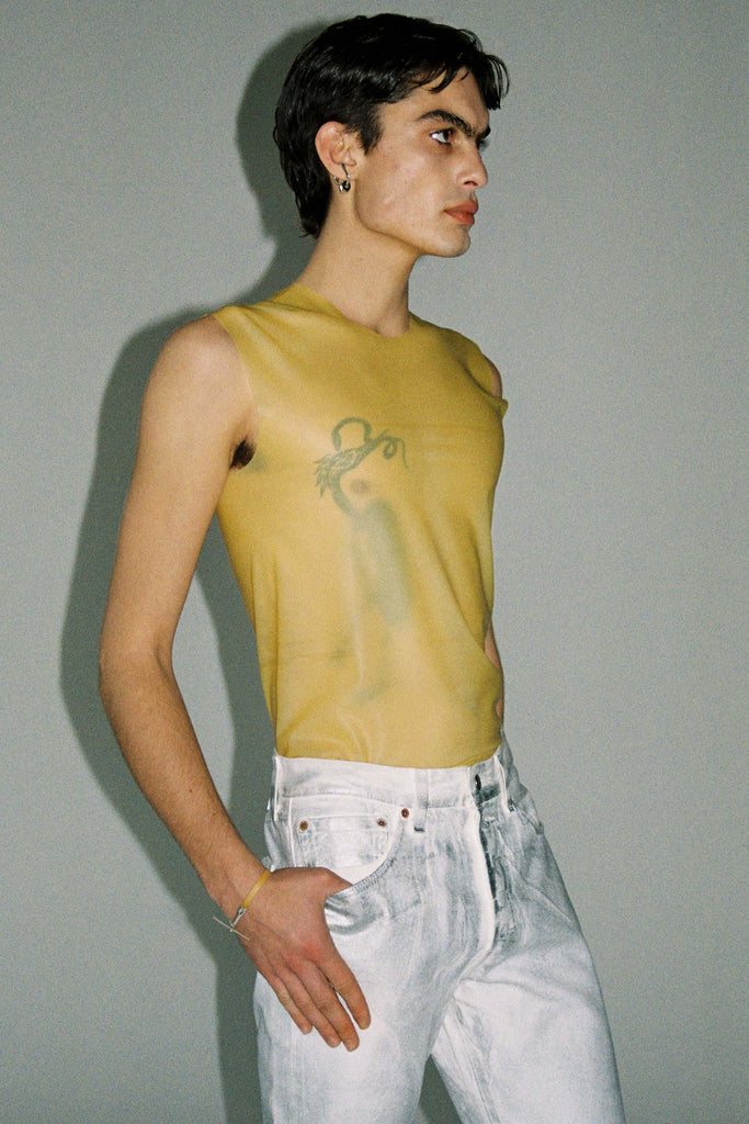 Light Yellow Rubber Second Skin Zipped Vest