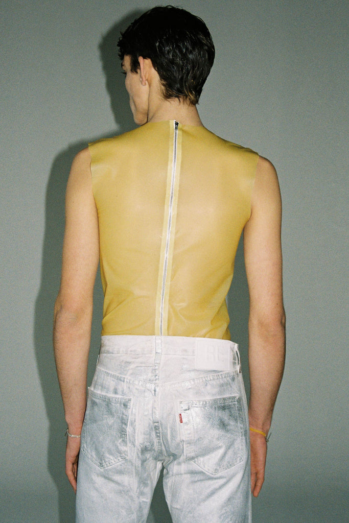 Light Yellow Rubber Second Skin Zipped Vest