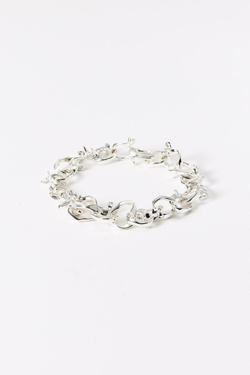 Hammer-crafted Silver Link Bracelet, Large